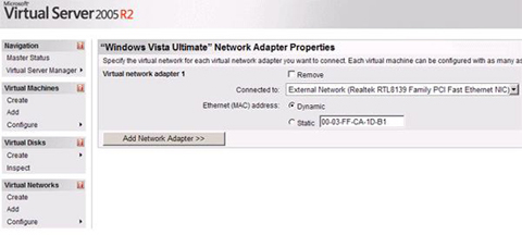 Сетевое взаимодействие в Virtual PC и Virtual Server